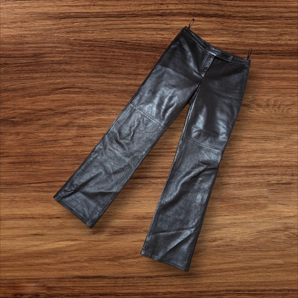 INC International Concepts Chocolate Brown Leather Trouser Pants